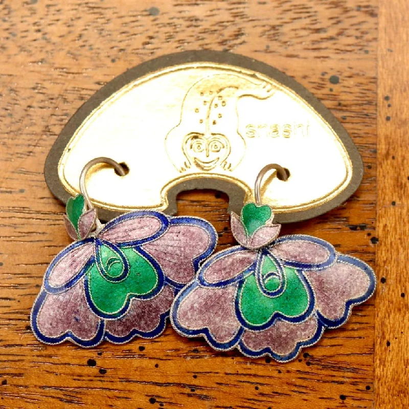 Vintage Shashi Lilac and Green Orchid Earrings