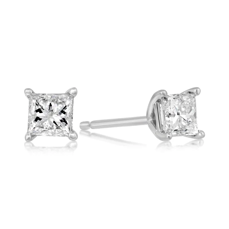 1/2 Carat Princess Cut Diamond Studs