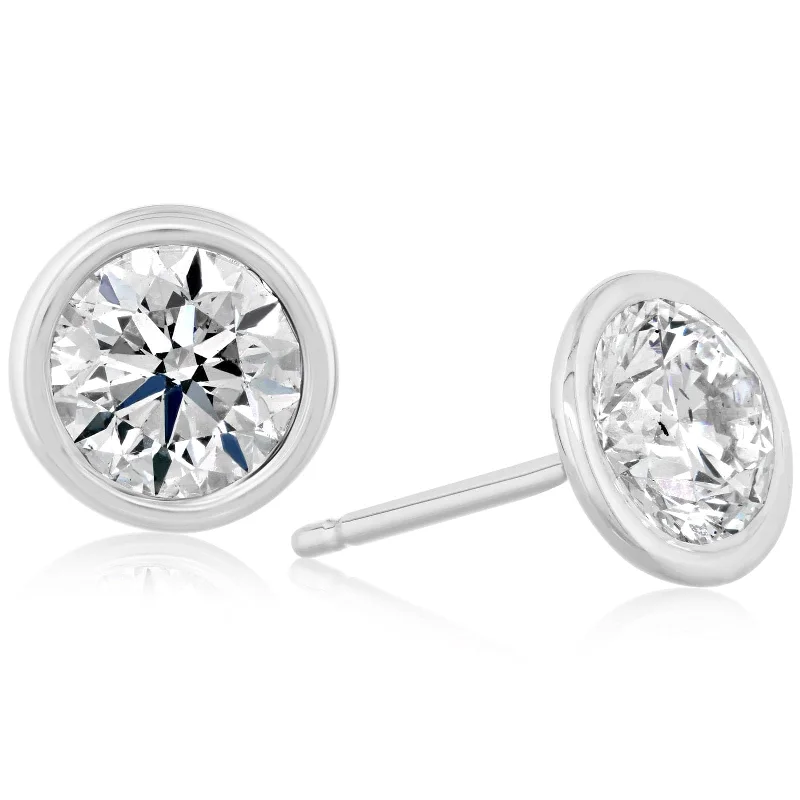 1.50 Carat Diamond Bezel Stud Earrings