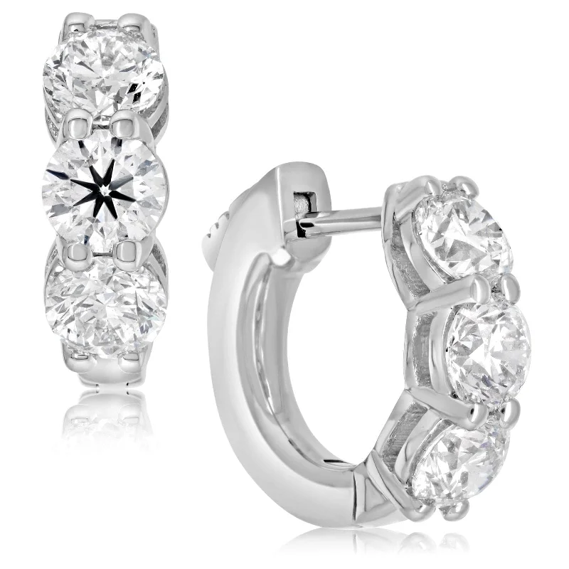 1.8 Carat Diamond Huggie Hoop Earrings