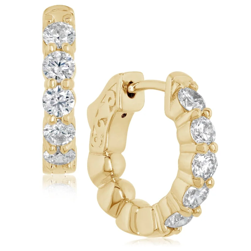 1 Carat Small Diamond Hoop Earrings