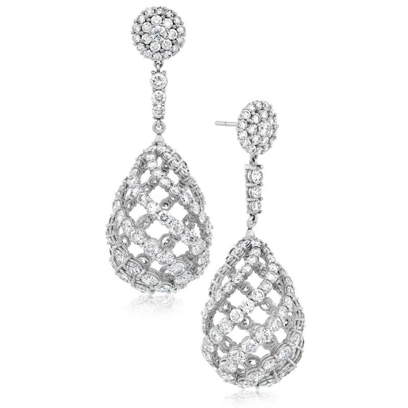 17.91 Carat Diamond Spiral Teardrop Earrings