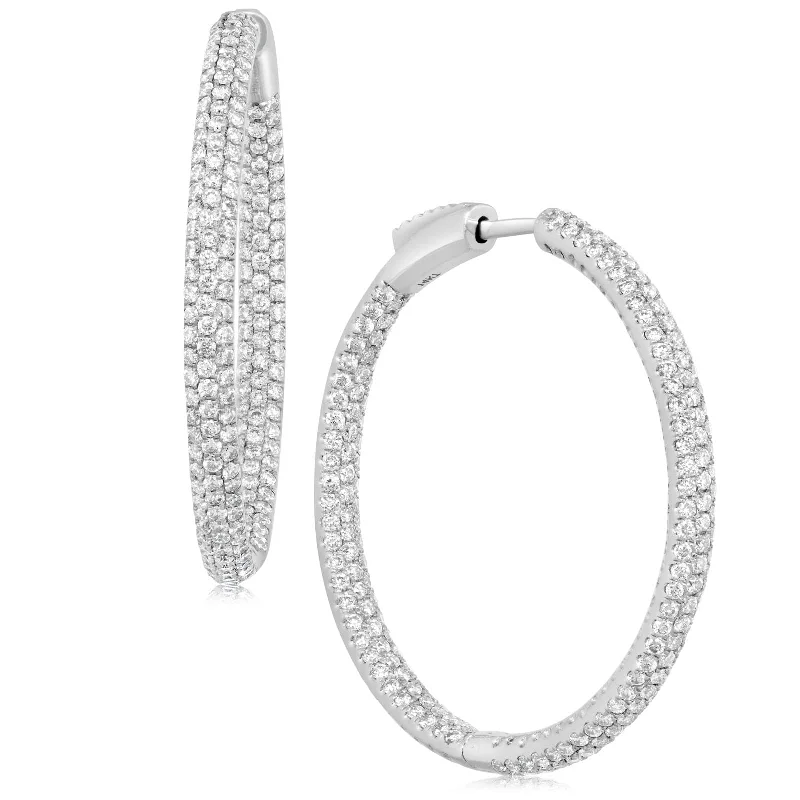 2 Carat Diamond Pave Inside Outside Hoop Earrings