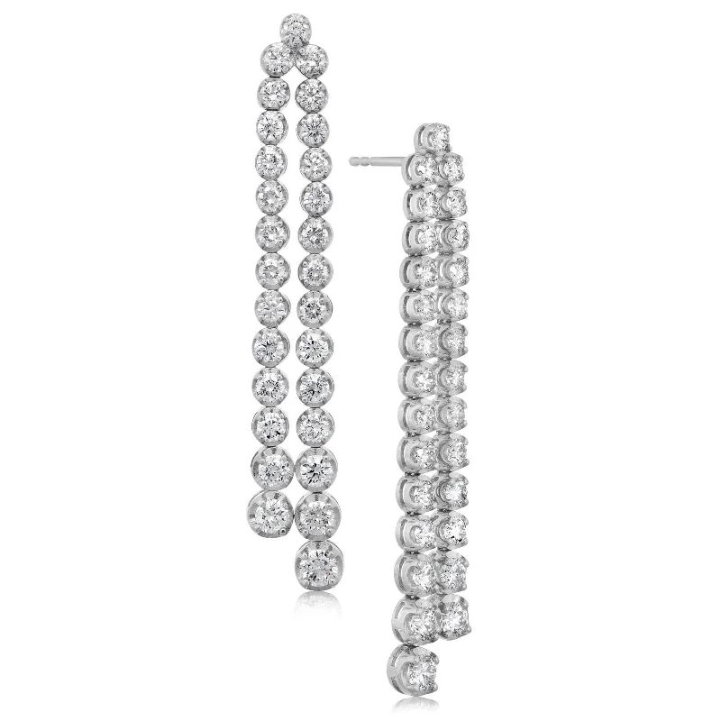 4 Carat Graduated Diamond Double Drop Earrings