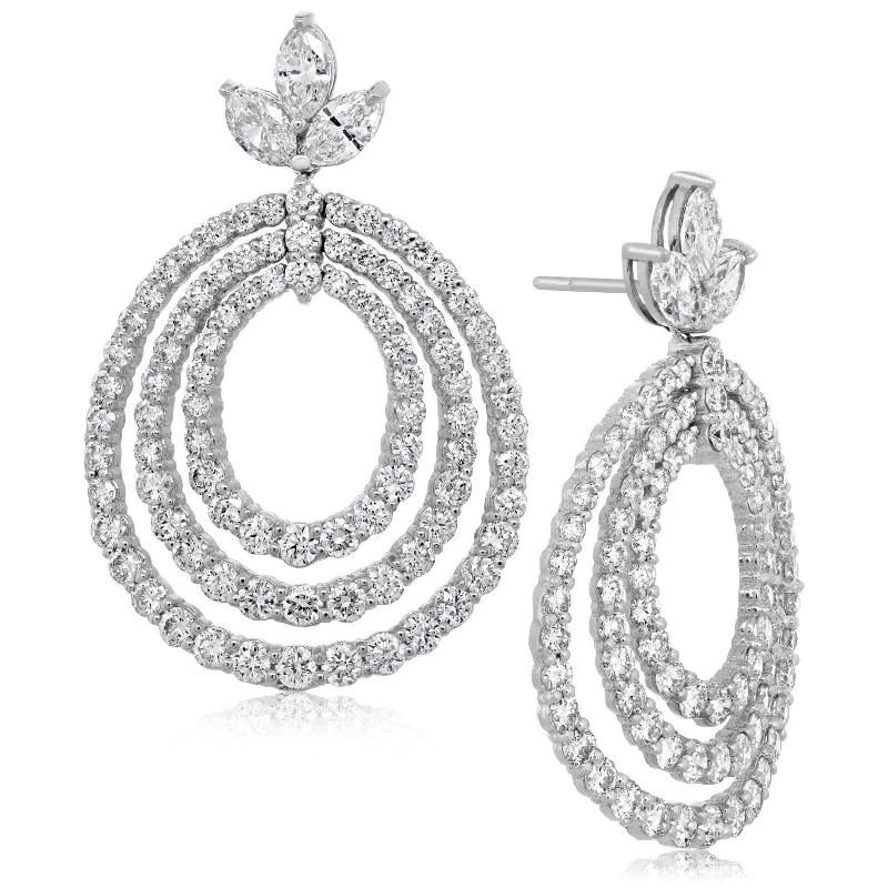 7.89 Carat Diamond Drop Earrings with Marquise Flower Motif