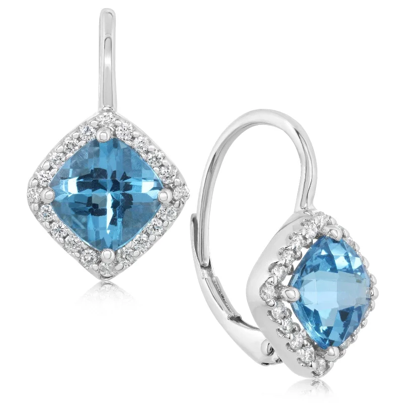 Blue Topaz & Diamond Earrings