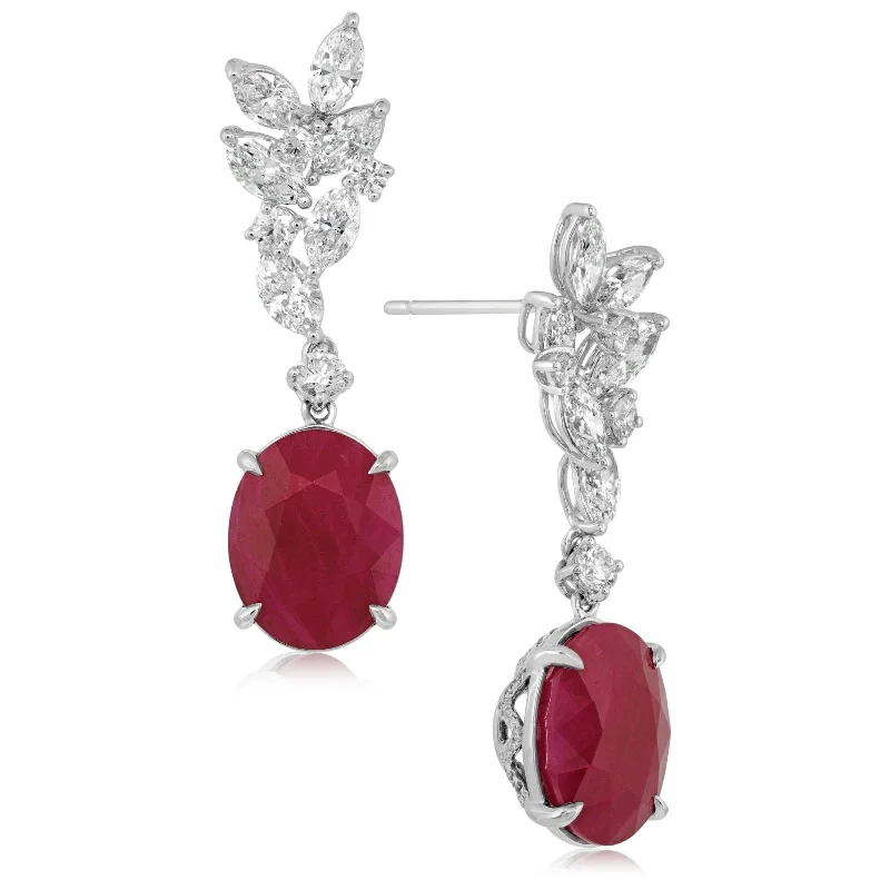 Burma Ruby & Diamond Drop Earrings