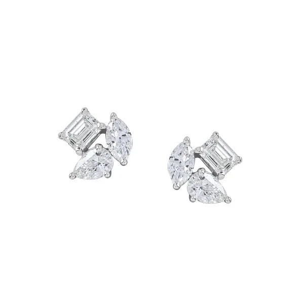 Diamond Cluster Stud Earrings