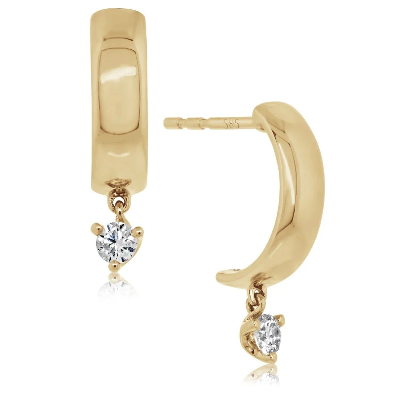 Diamond Drop Huggie Earrings