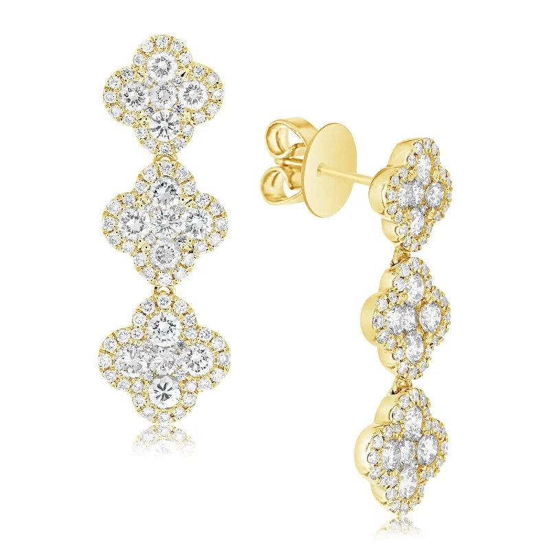 Diamond Flower Drop Earrings