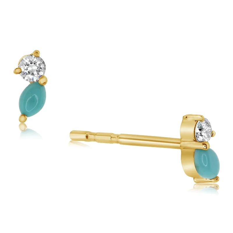 EF COLLECTION Double Treasure Turquoise & Diamond Studs