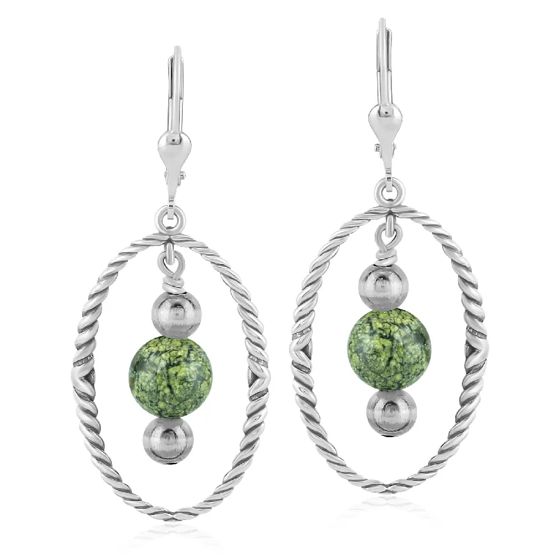 EXCLUSIVELY OURS! Sterling Silver Serpentine Rope and Bead Halo Dangle Earrings