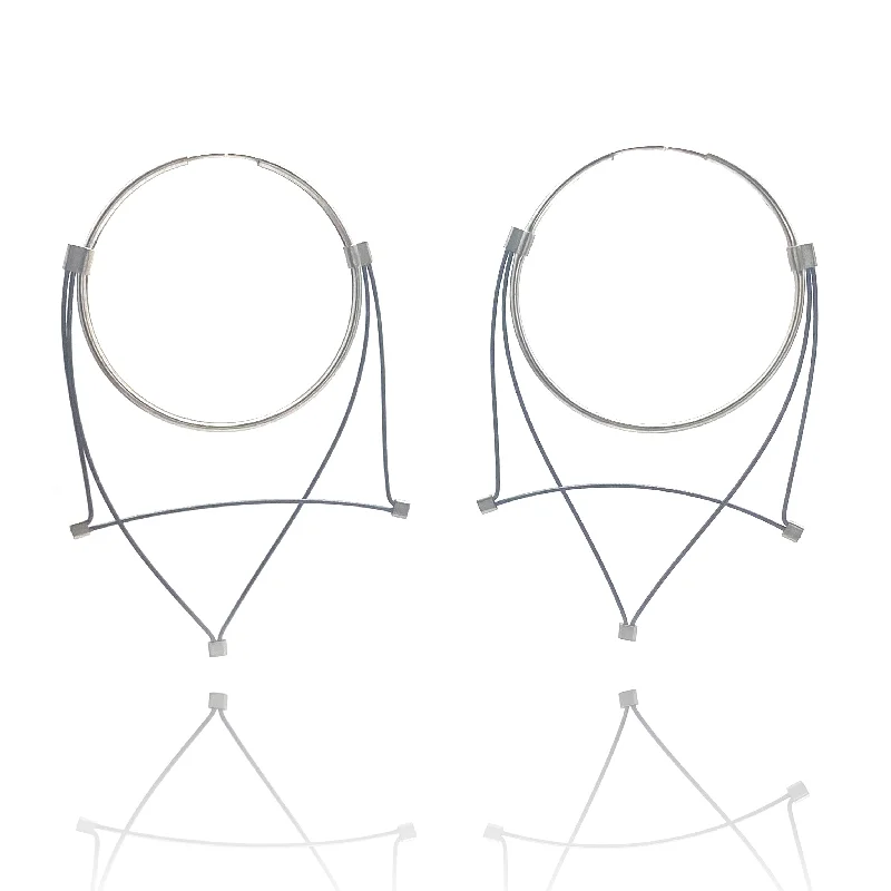 Geometric Gunmetal Hoop Earrings