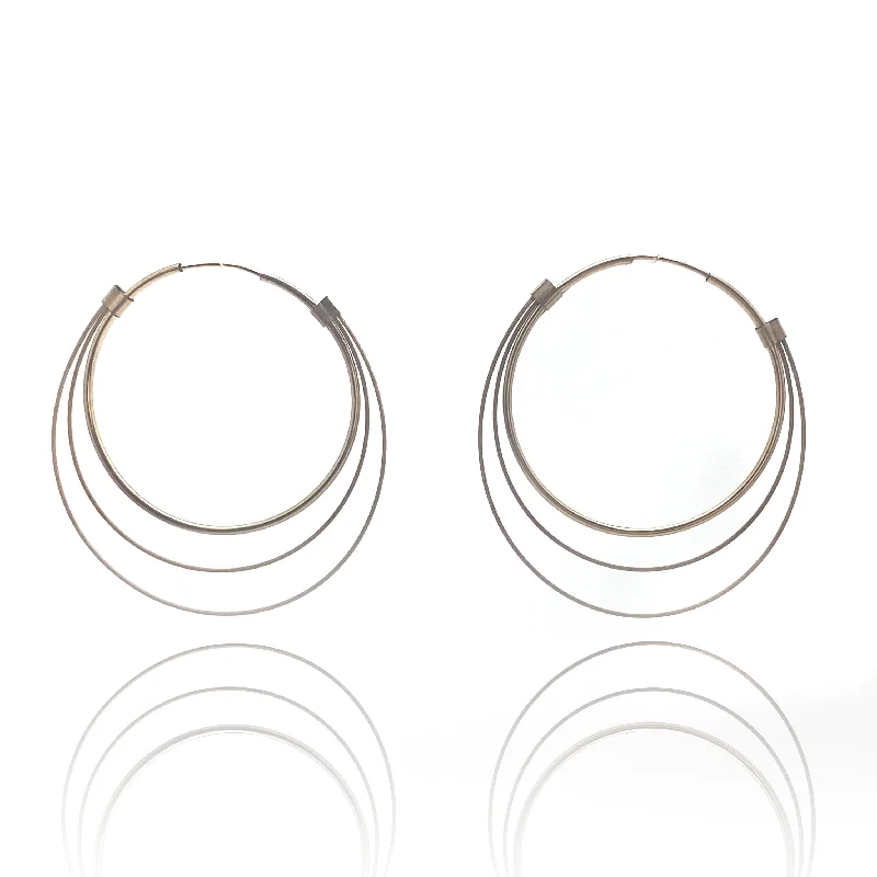 Gold and Nylon Hoop Earrings