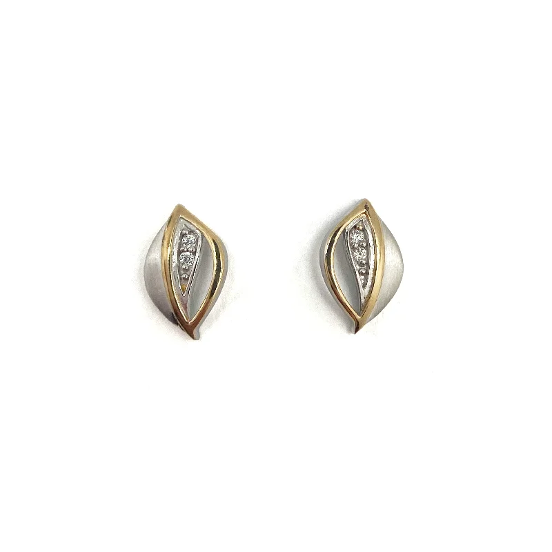 Gold and Silver CZ Oval Studs