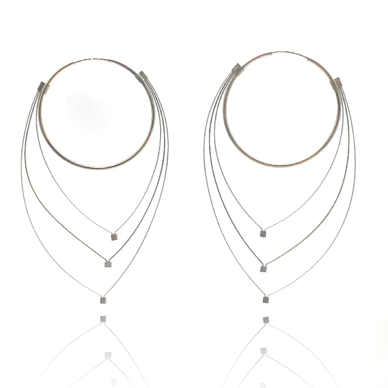 Gold and Silver Steel Hoop Earrings