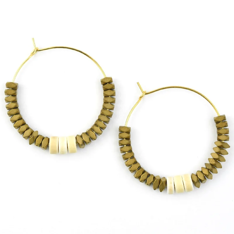 Gold Hematite Bead Hoops