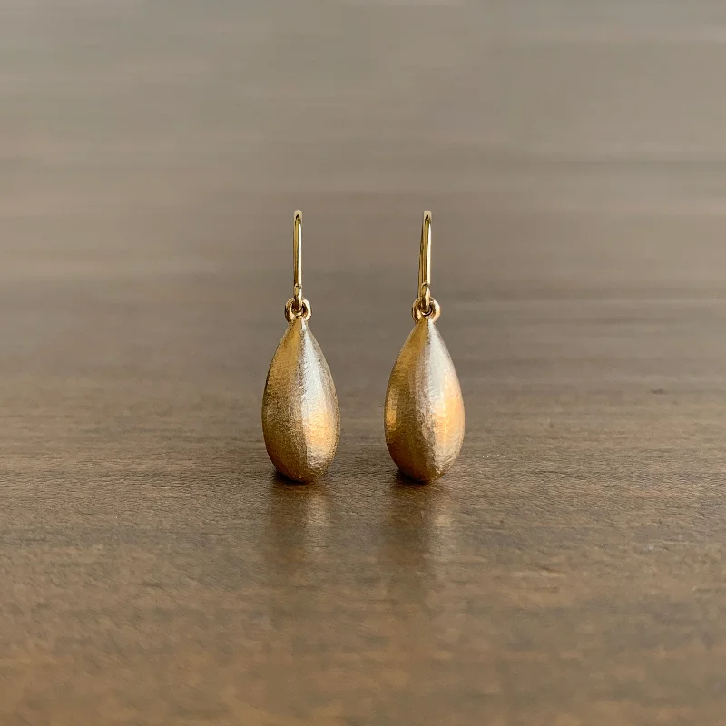 Gold Hewn Teardrop Dangle Earrings