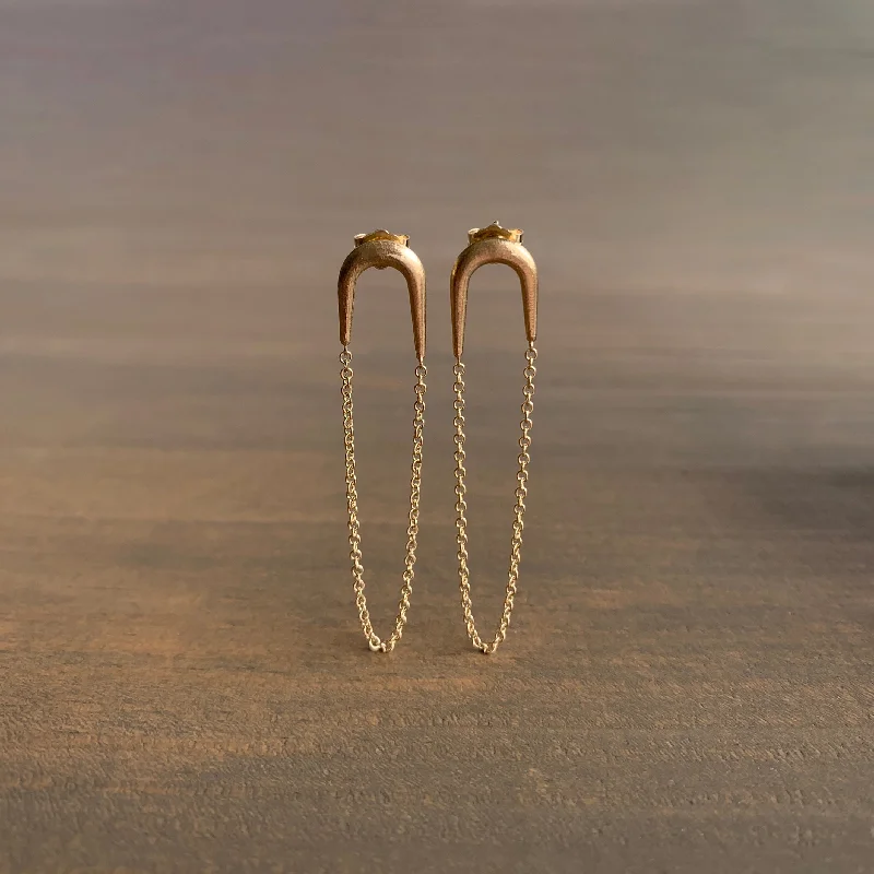 Long Gold Swinger Chain Earrings