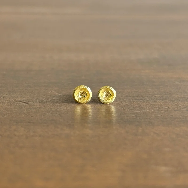 Medium Gold Carved Cup Stud Earrings