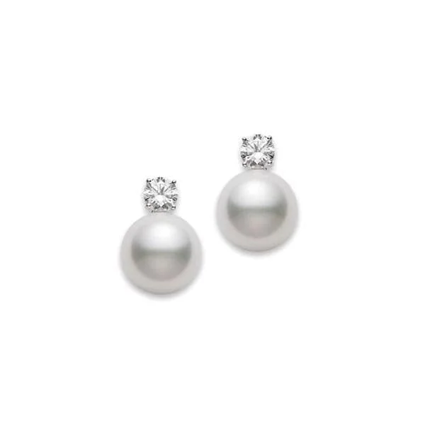 MIKIMOTO Pearl & Diamond Stud Earrings