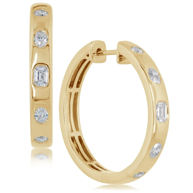 Mixed Diamond Fashion Hoops