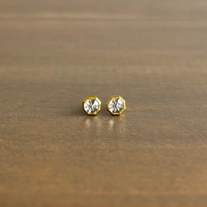 Octagon Diamond Stud Earrings