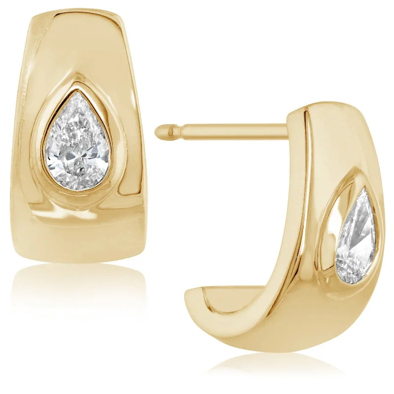 Pear Shape Diamond J Hoops