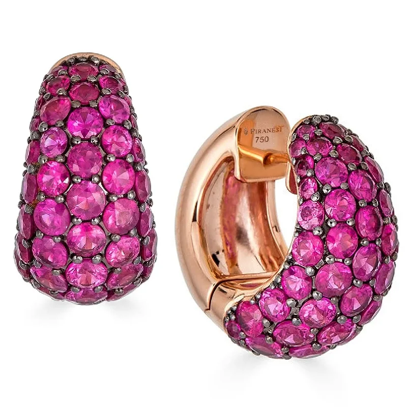 PIRANESI Pink Sapphire Pave Huggie Hoops