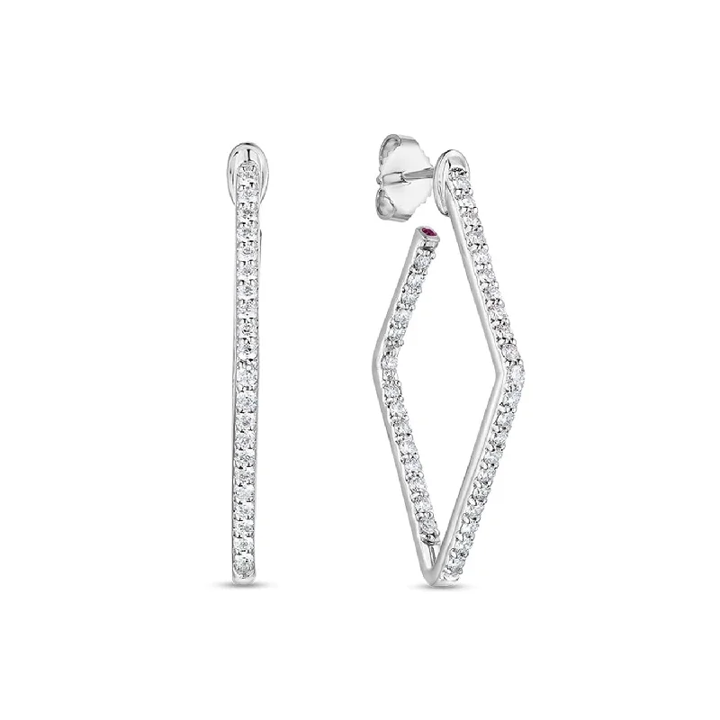 ROBERTO COIN Small Square Diamond Hoops