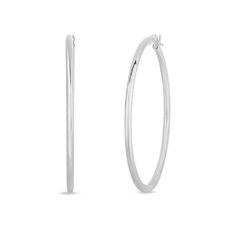 ROBERTO COIN White Gold 45mm Hoop Earrings