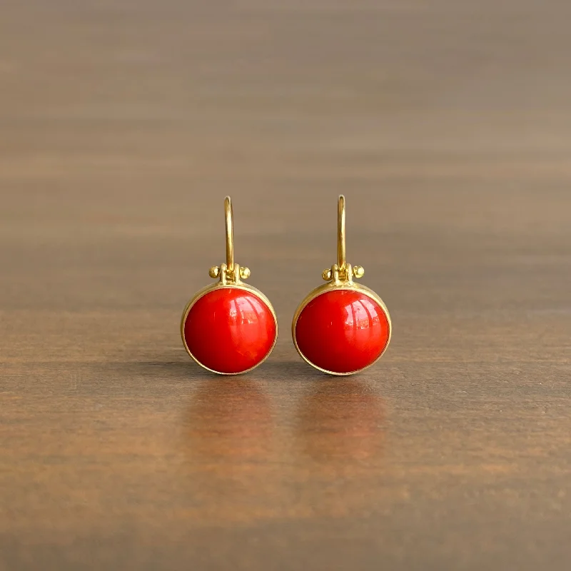 Round Coral Earrings