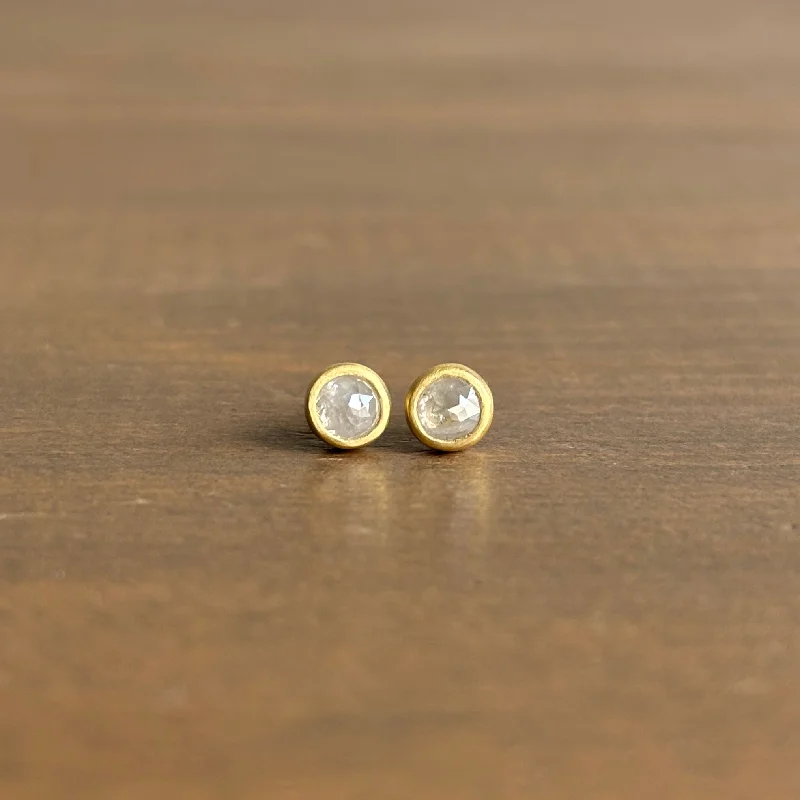 Round Gray Diamond Stud Earrings