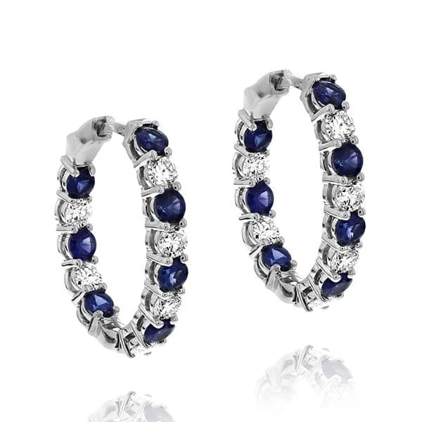 Sapphire & Diamond Inside Outside Hoop Earrings