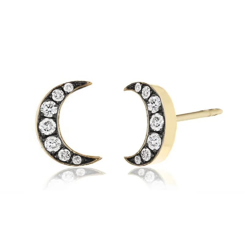 SORELLINA Crescent Moon Diamond Studs