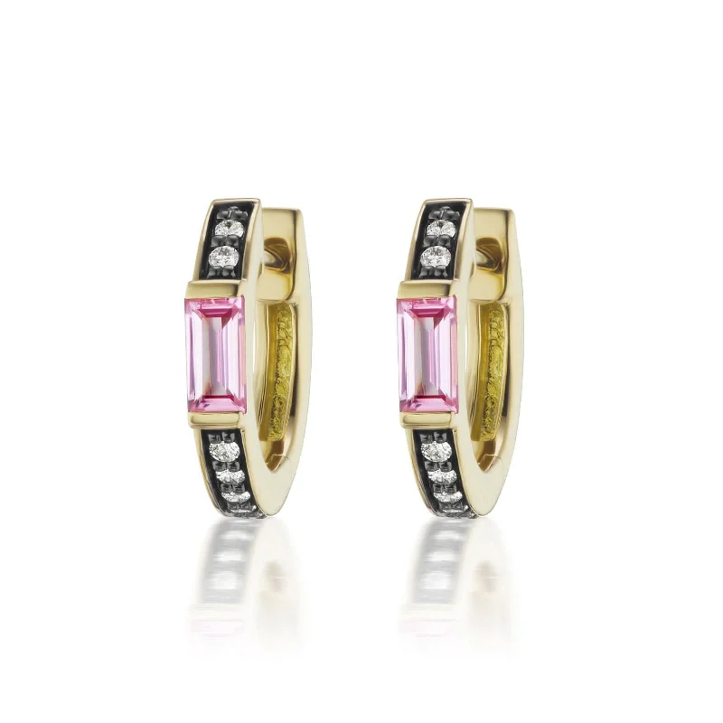 SORELLINA Otto Pink Sapphire & Diamond Huggies