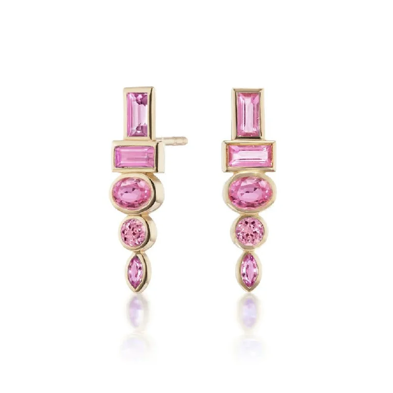 SORELLINA Pink Sapphire Totem Earrings