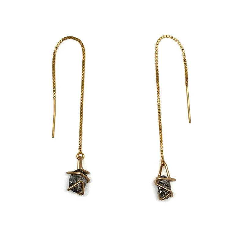 Tourmalated Quartz Threader Earrings