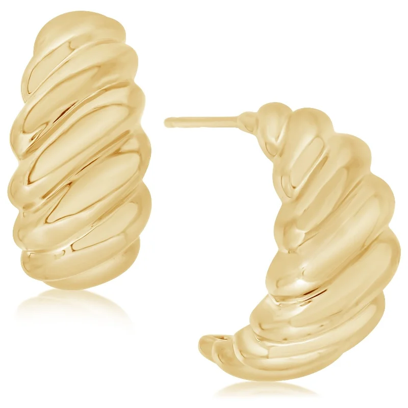 Twist Dome J-Hoop Earrings