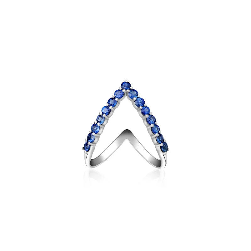 Blue Sapphire V Ring