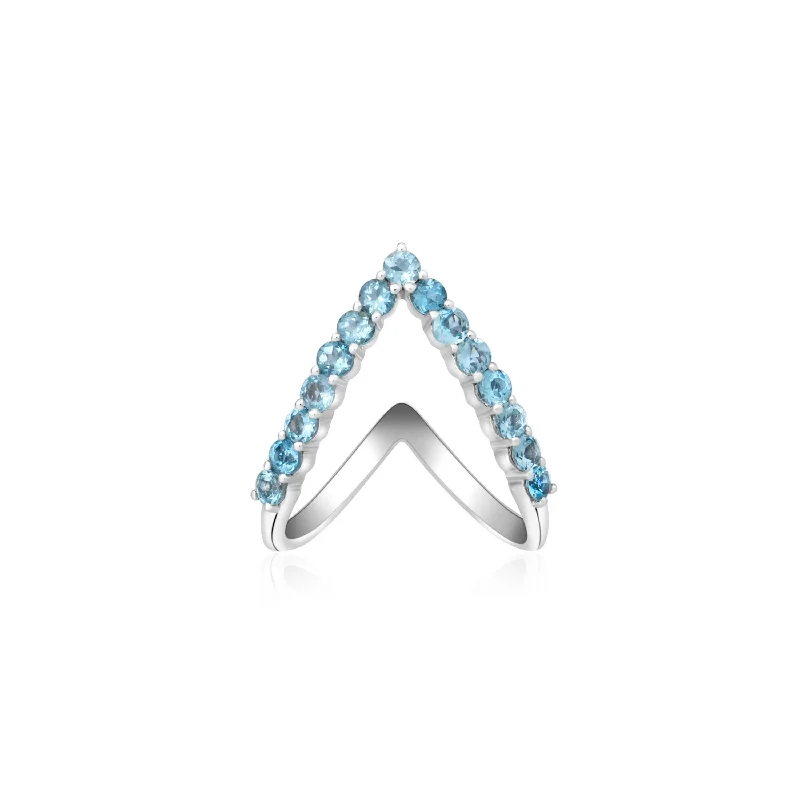 Blue Topaz V Ring