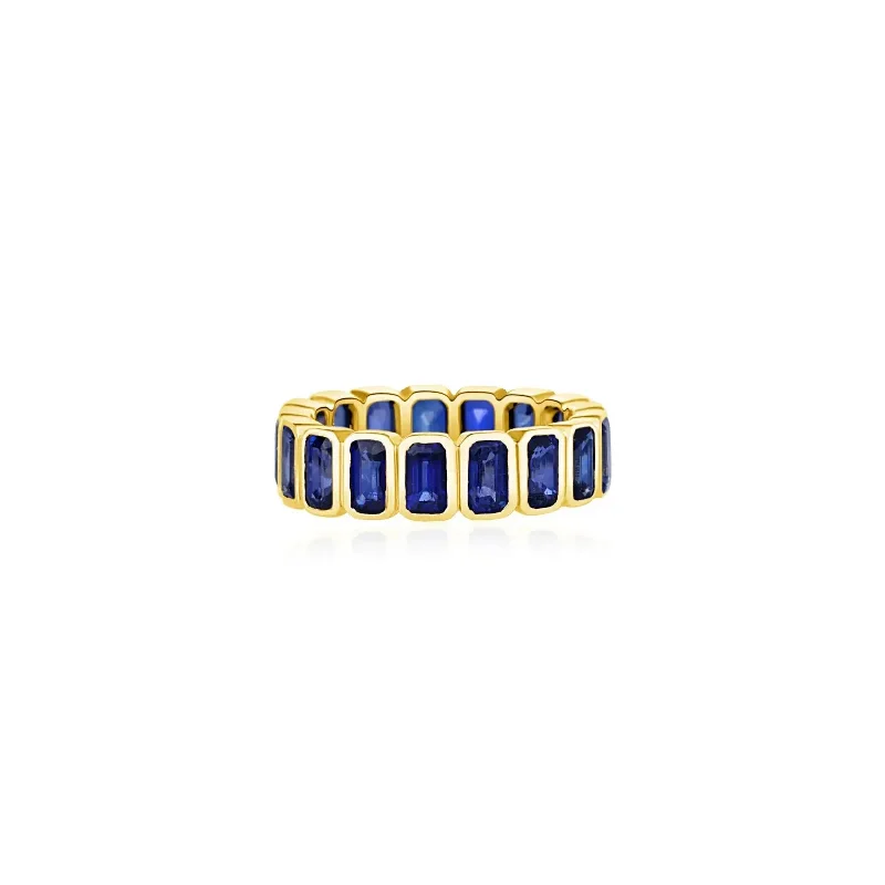 Emerald Cut Blue Sapphire Eternity Ring