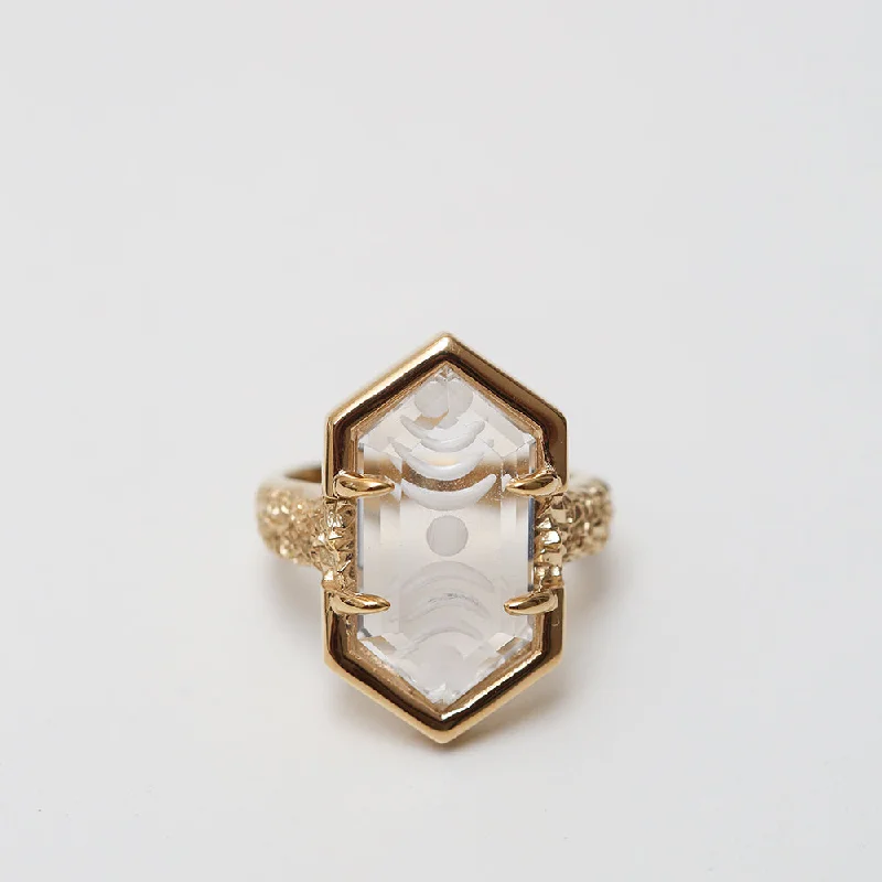 MOON PHASE RING | 14K GOLD & QUARTZ