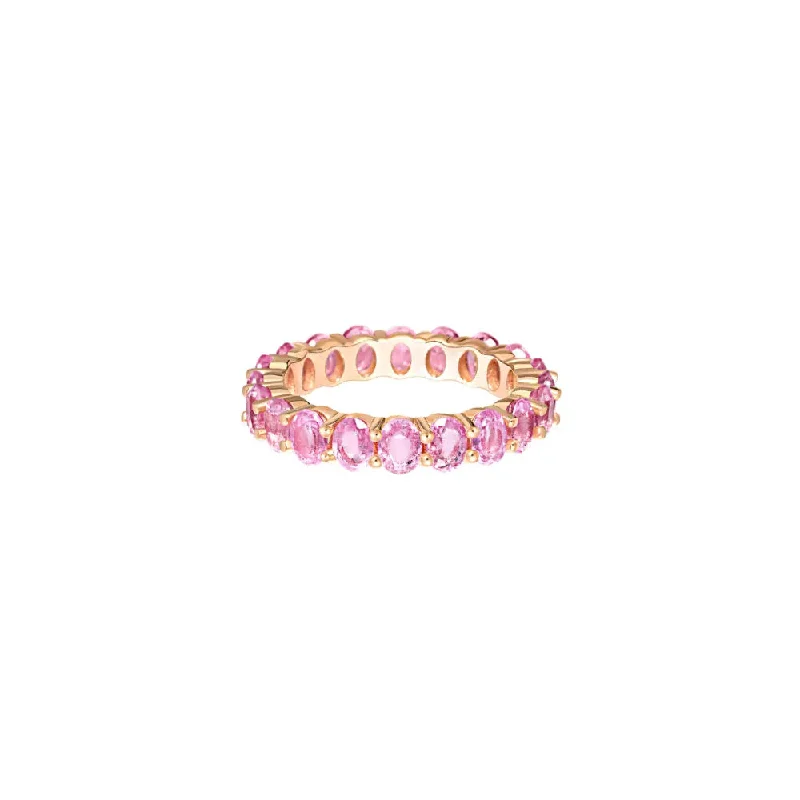 Pink Sapphire Oval Eternity Band