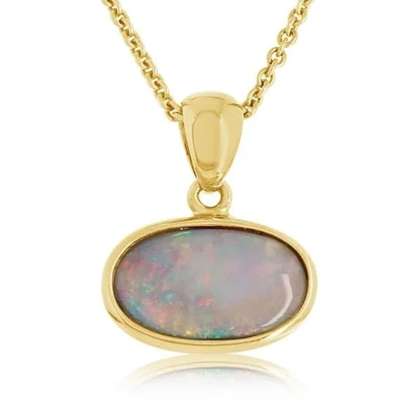 1.28 Ct Black Oval Opal Pendant