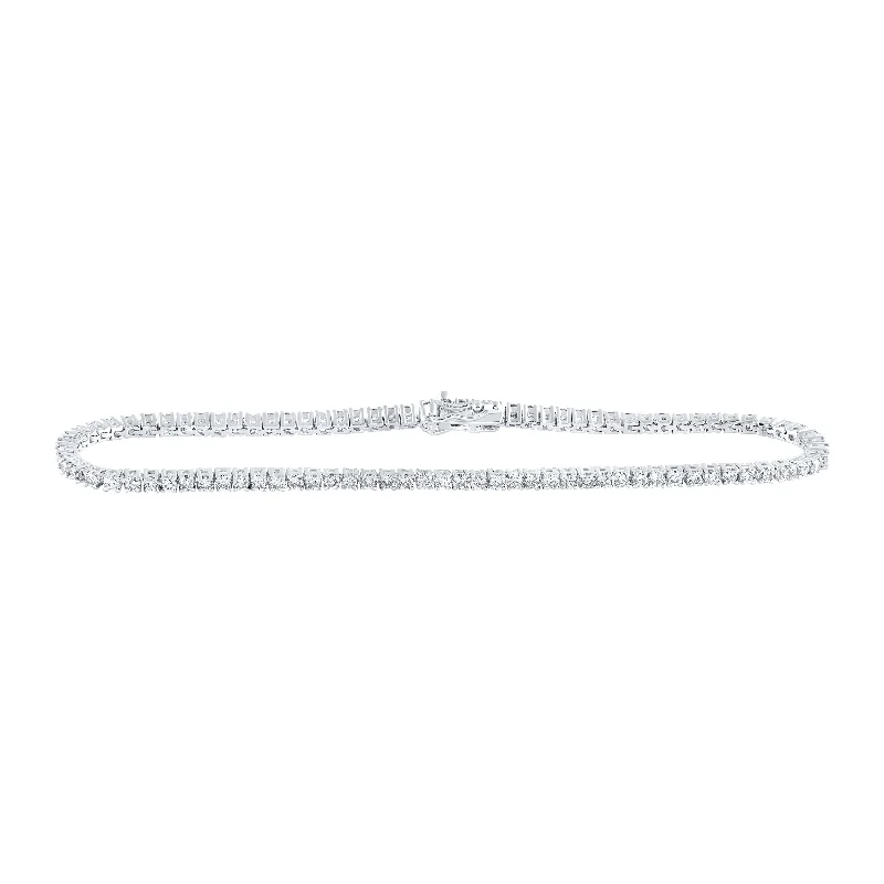 10kt White Gold Womens Round Diamond Fashion Bracelet 2 Cttw