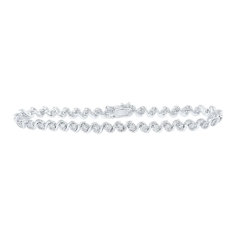 10kt White Gold Womens Round Diamond Tennis Bracelet 1-1/2 Cttw