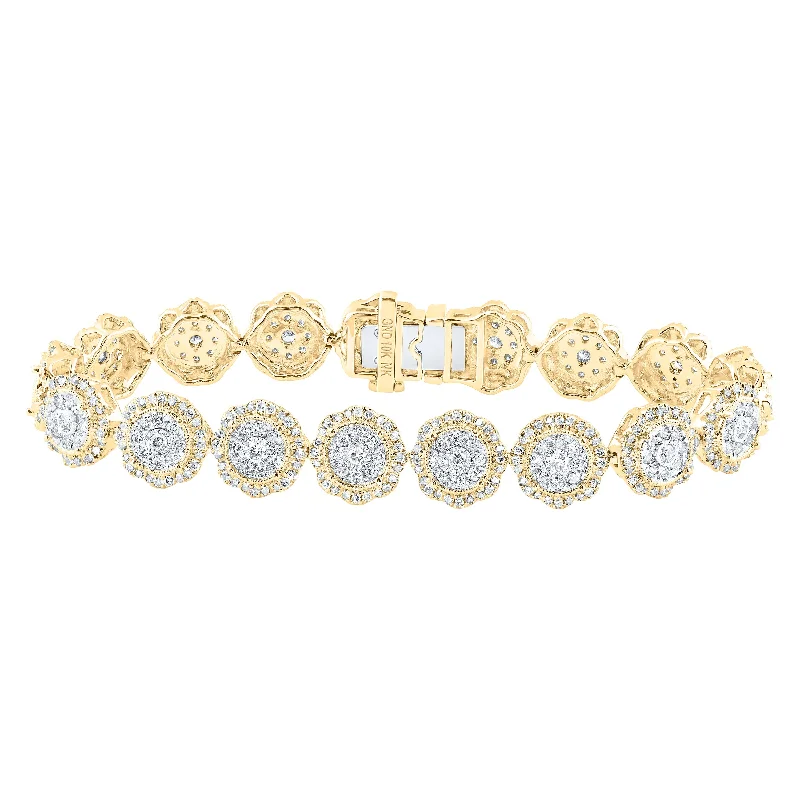 10kt Yellow Gold Womens Round Diamond Fashion Bracelet 4-1/2 Cttw