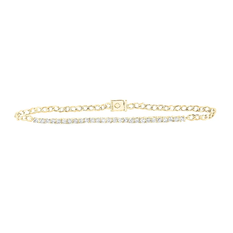 10kt Yellow Gold Womens Round Diamond Single Row Fashion Bracelet 3/4 Cttw