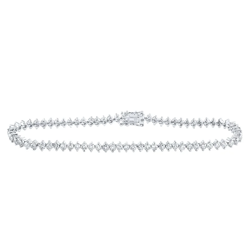 14kt White Gold Womens Round Diamond Tennis Bracelet 3-1/4 Cttw